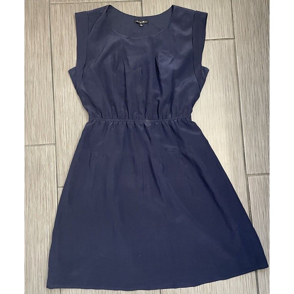 Broadway & Broome Womens Navy Blue 100% Silk Dress Size 4 Lined RN77388